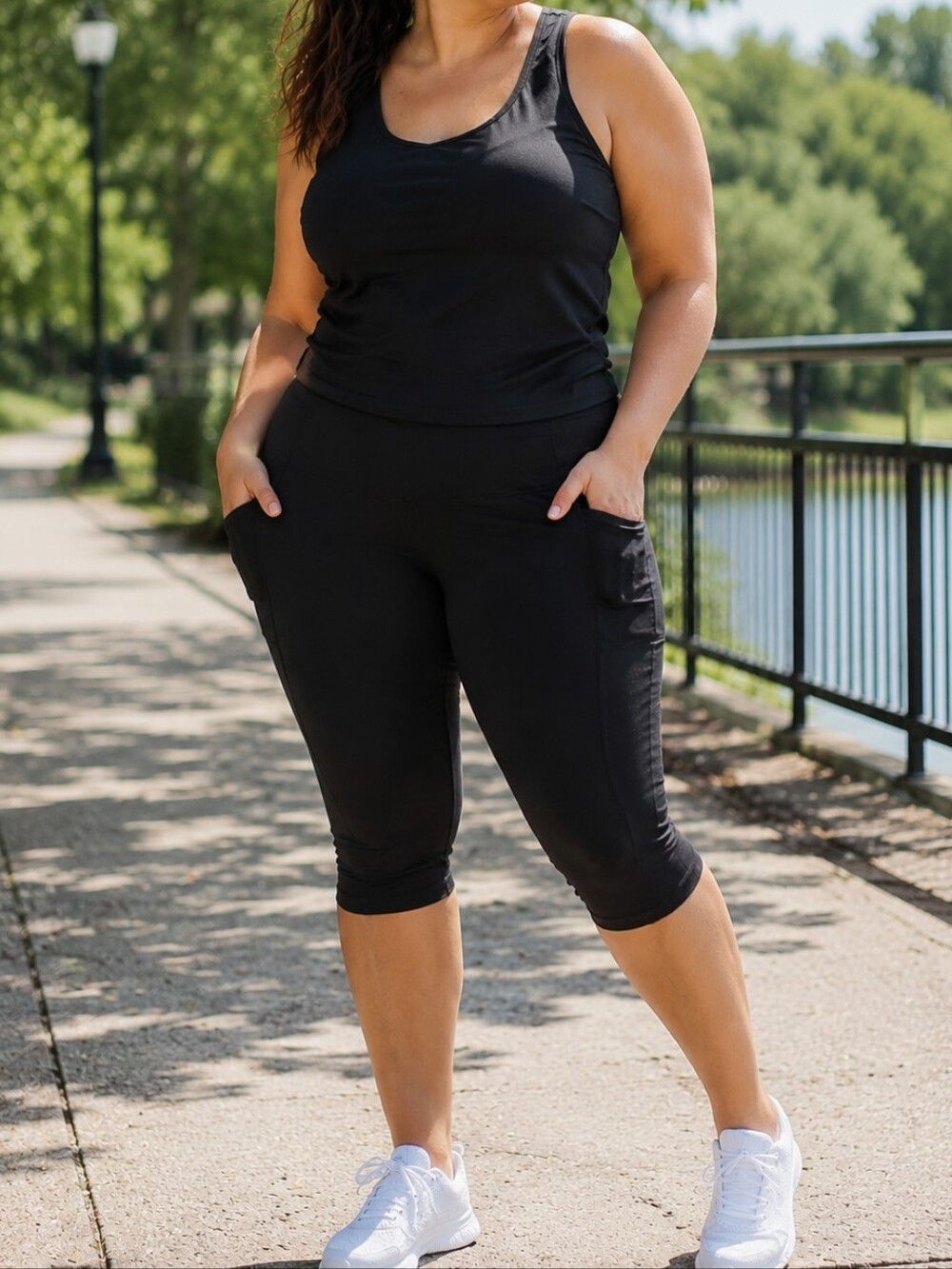 Torrid Plus Size Black Capri Yoga Leggings Activewear Pants Side Pockets Stretch
